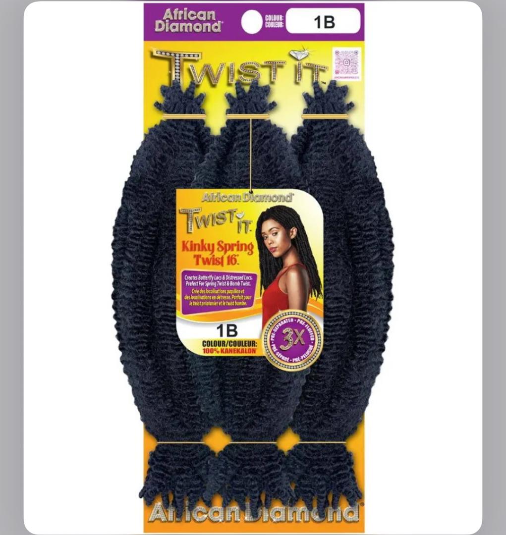 African Diamond Twist It Kinky Spring Twist 16''