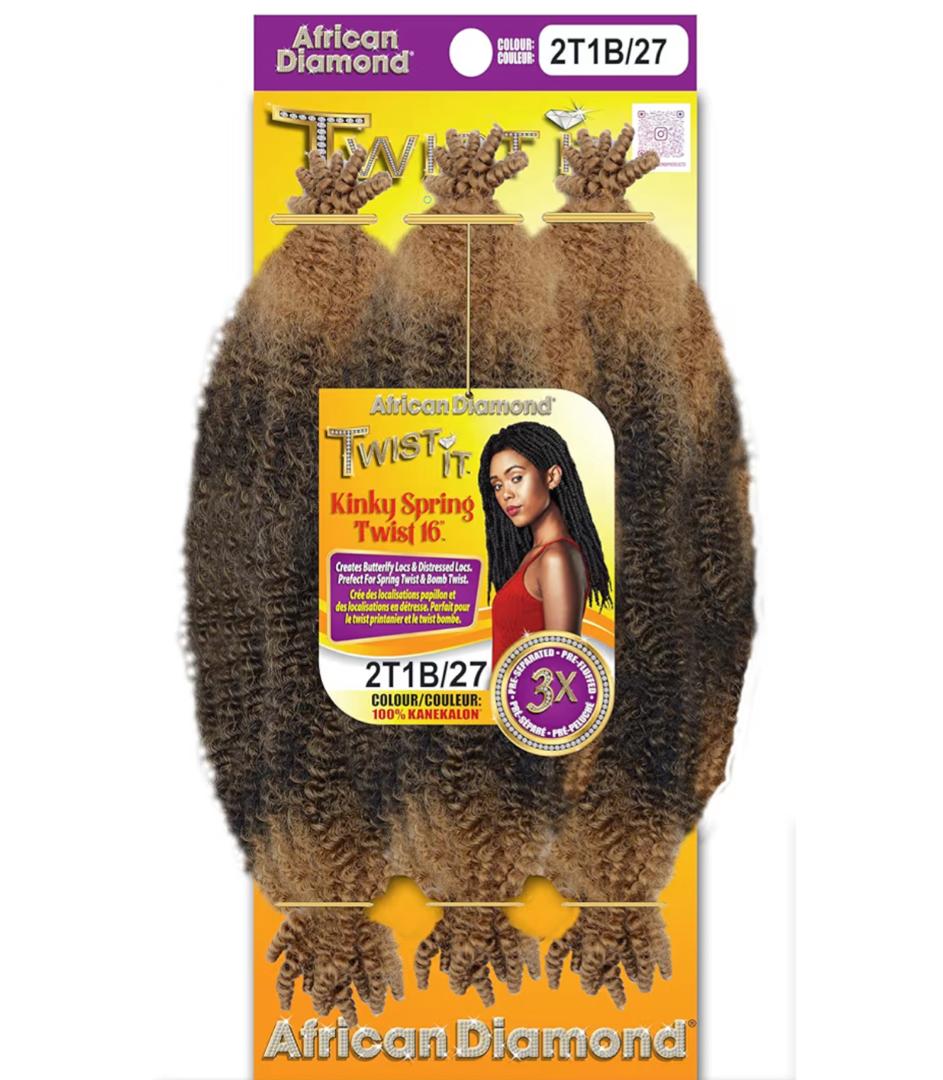 African Diamond Twist It Kinky Spring Twist 16''